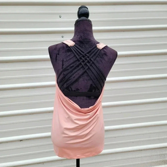 Icyzone Womens Athletic Tank Top Black Blush Pink Racerback Build Bra Insert S - Picture 1 of 11